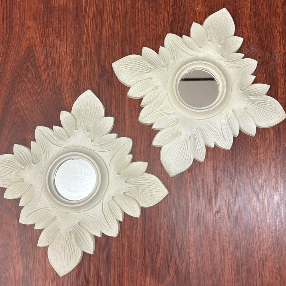 Vintage set of 2 plastic framed mirrors wall decor